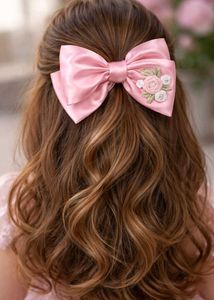 Floral Embroidered Hair Bow pack of 1