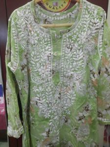 Green Floral Embroidered Kurti