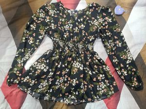 Black Floral Print Top
