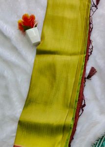 Premium  Varanasi Banarasi Yellow &amp; Green Saree