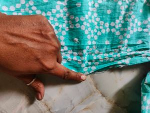 Green & White Printed Fabric