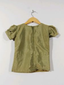 Olive Green Printed Dress Set (Girls)