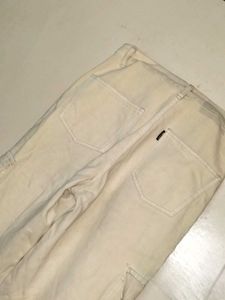 Women&#39;s Beige Cargo Jeans-Straight Fit-High Waist