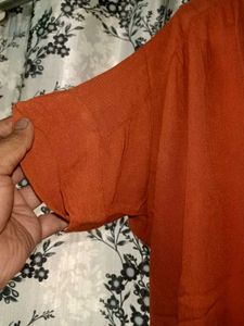Dressberry Orange Oversized Lenin Top
