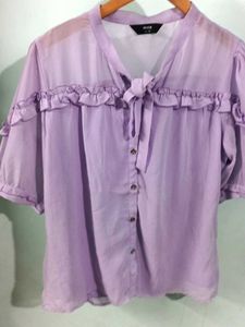 Cute Lilac Ruffle Short Top