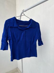 Stylish Blue Polo Top