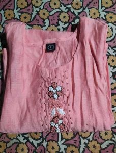 Elegant Pink Embroidered Kurti