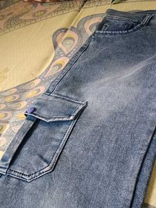 Blue Denim Cargo Pants