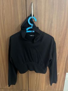 Black Cropped Hoodie