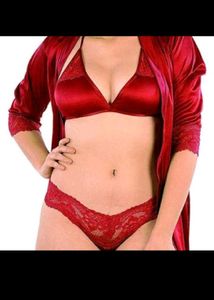 Women 3,4th Sleeve Robe With Lingerie Set