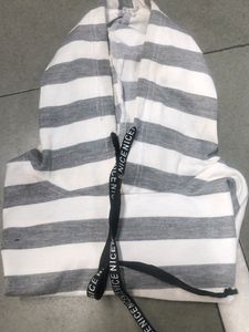Grey And White Lining Hoodie