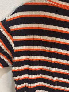 Orange Black Stripped Tee