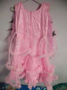 Pink Butterfly Layered Dress