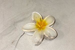 Floral Hair Claw Clip - White