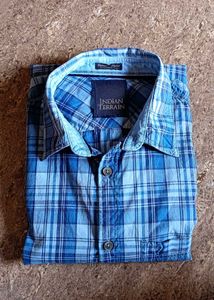 Blue Checked Casual Shirt From Indian Terrain