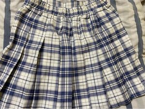 Blue Plaid Pleated Mini Skirt
