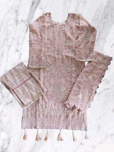 Pakistani Suit In Peach Colour