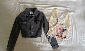 Denim Jacket & Lace Tank Set