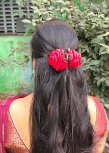 Red Flower Hair Claw Clip