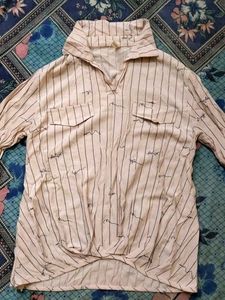 Striped Shirt Top with Pocket Detail