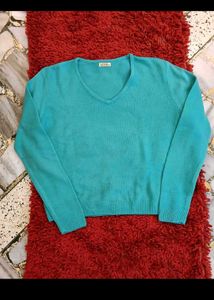 Teal V-Neck Knit Sweater