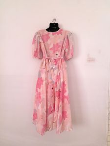 Pink Floral Midi Dress