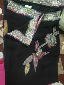 Elegant Black Saree With Blouse piece