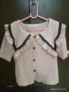 Cute Ruffle Collar Top
