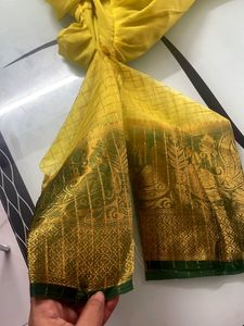 Yellow Organza Ethnic Gown