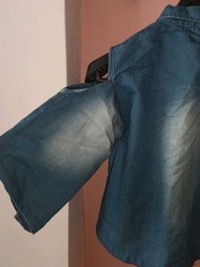 Cold Shoulder Denim Thrifted Jacket