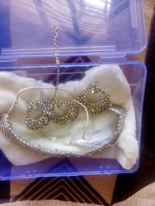 Beautifull White Colour Diamond Stone Necklace Set