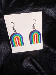 Rainbow Polymer Clay Earrings
