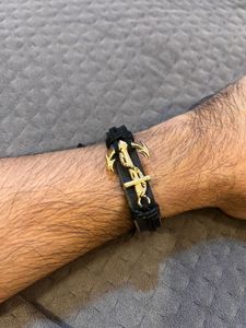 Gold & Black Anchor Bracelet