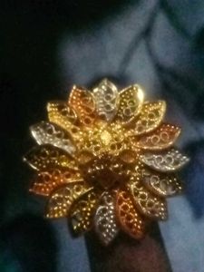 Tri-Color Floral Statement Ring