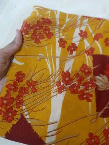 76)new Orange Red Multi Saree