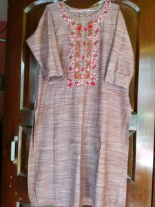 Khaki Embroidery Kurti