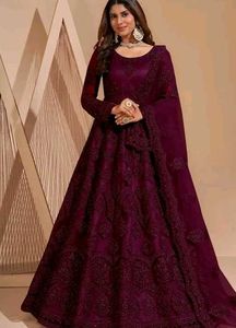 Elegant Pink Anarkali semi-stitched gown