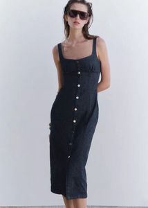 ZARA Z1975 STRAPPY DENIM MIDI DRESS
