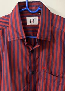 Maroon Shirt With Purple Stripes