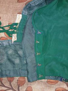 Green Embroidered Saree Blouse
