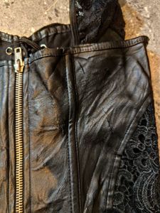 Black Leather Nd Lace Gothic Corset Top