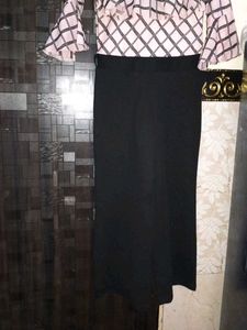 Chic Black & Patterned Midi Dress