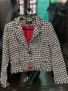 Houndstooth Cropped Jacket