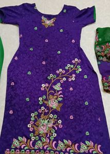 Beautiful Purple Embroidered Dress Material