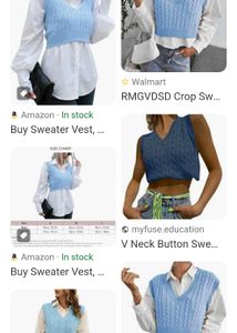 Blue Cable Knit Sweater Vest