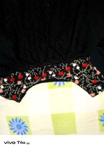 Embroidered Black Top