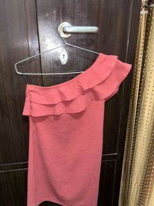 Red One Shoulder Ruffled Dress