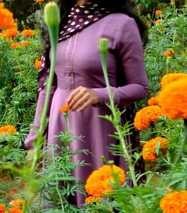 Vintage Purple Dress with Polka Dot Shawl