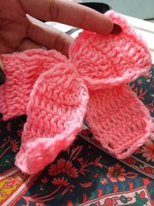 Pink Knit Flower Clip