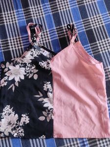 Floral & Plain Cami Top Combo